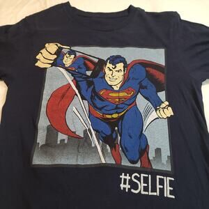 DC Superman Short Sleeve Graphic Crew Neck T Shirt Mens Size Small S Blue